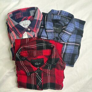 Rails Hunter Flannel Button Down Shirt Woman’s XS Red Midnight Blue Lot of 3